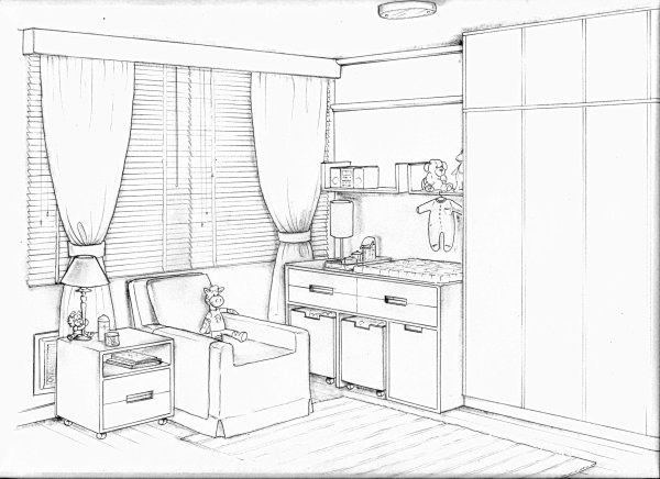 Эскиз детской комнаты раскраска
