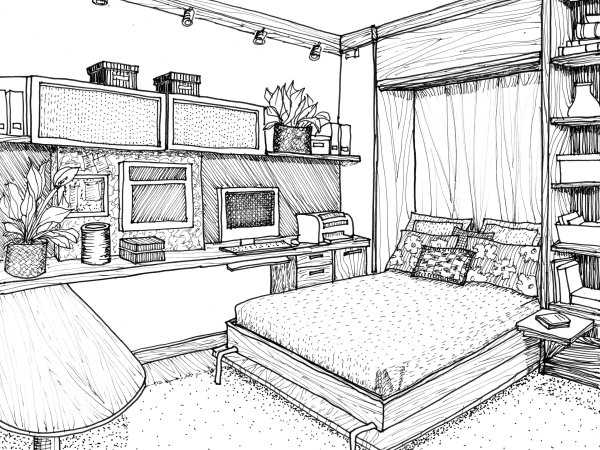 Эскиз интерьера комнаты