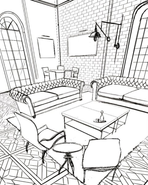 Эскиз интерьера комнаты