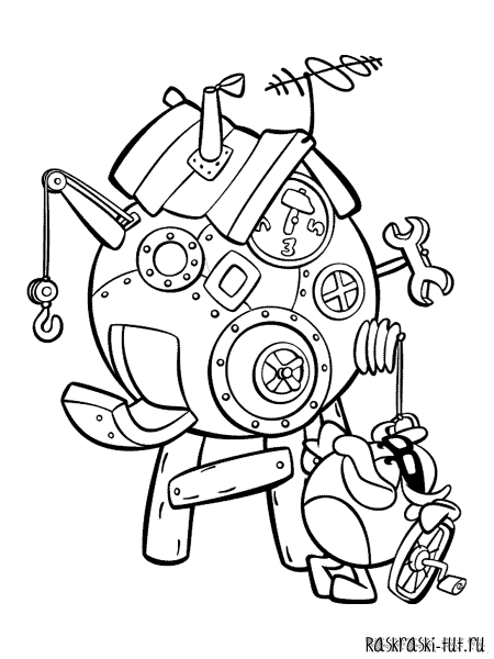 Раскраска дом пина Смешарики