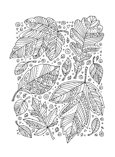 Раскраска антистресс листья