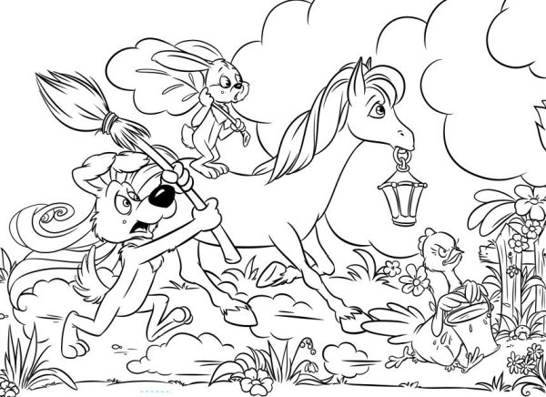 Раскраска Кошкин дом Маршак