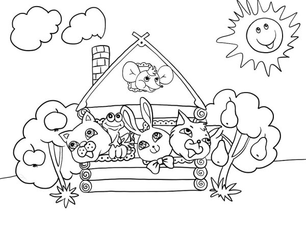 Разукрашки Кошкин дом