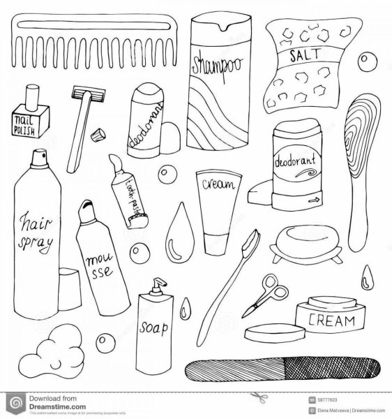 Раскраска Ванные принадлежности