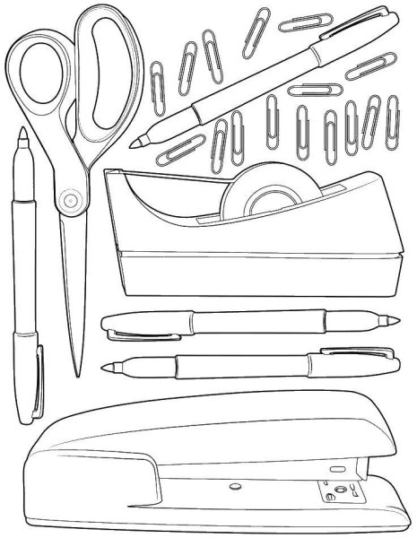 Раскраска школьные принадл