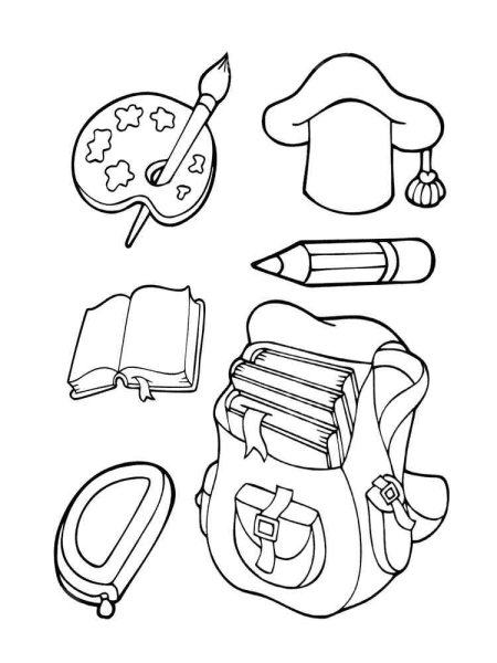 Раскраска школьные принадлежности