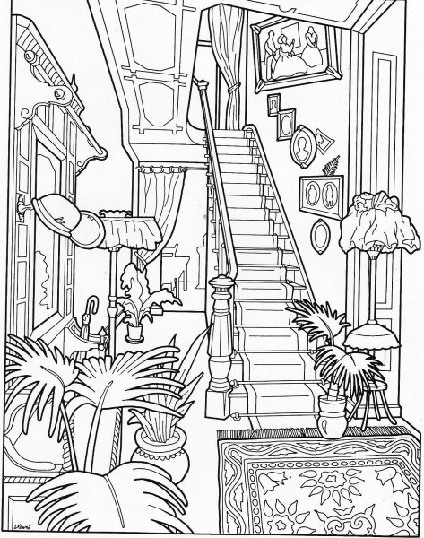 Раскраска дом внутри