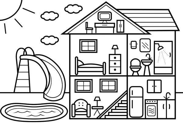 Дом раскраска