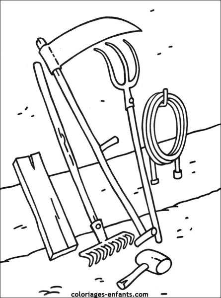 Раскраска садовый инвентарь