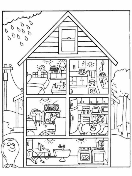 Раскраска домик для кукол