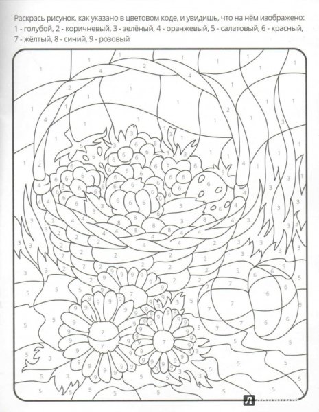 Раскрась по цифрам осень