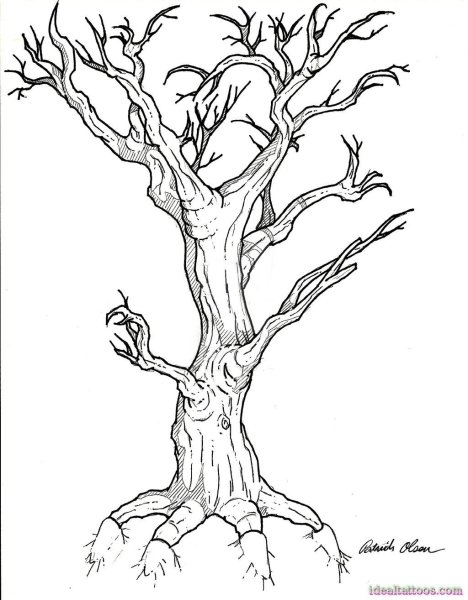 Ветвистое дерево карандашом