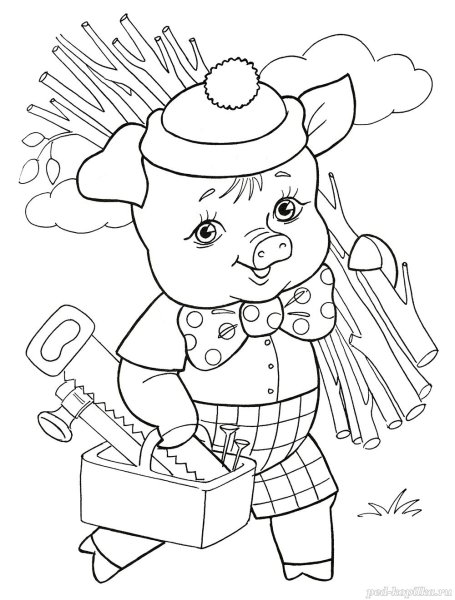 Раскраска поросенок Ниф Ниф для детей