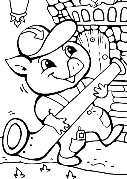 Три поросенка раскраска для детей