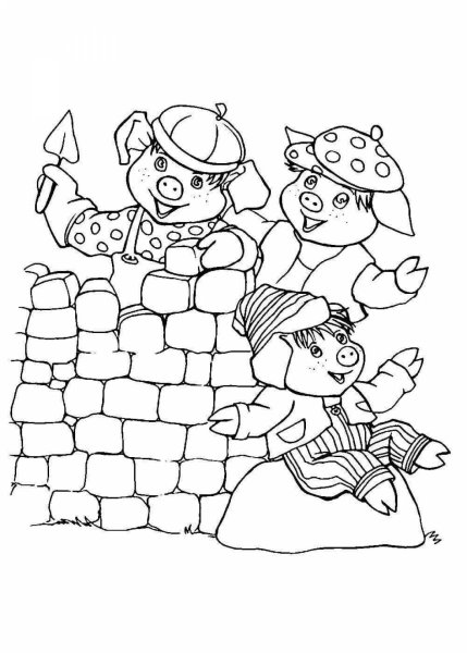 Три поросенка раскраска для детей