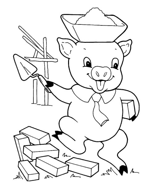 Три поросенка раскраска для малышей