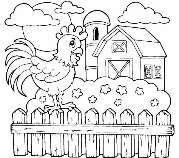 Дом для раскрашивания с забором