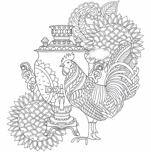 Раскраска антистресс петух