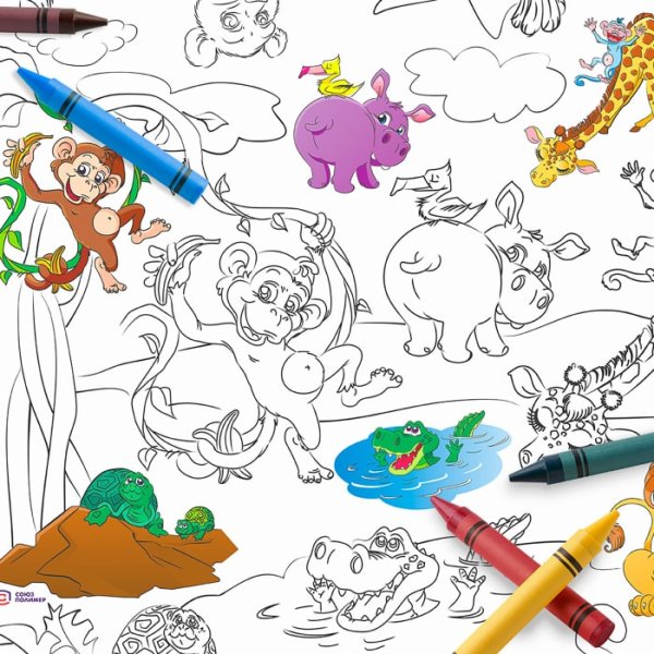 Скатерть разукрашка джунгли