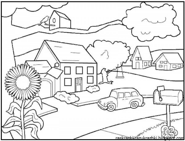 Раскраска город для детей