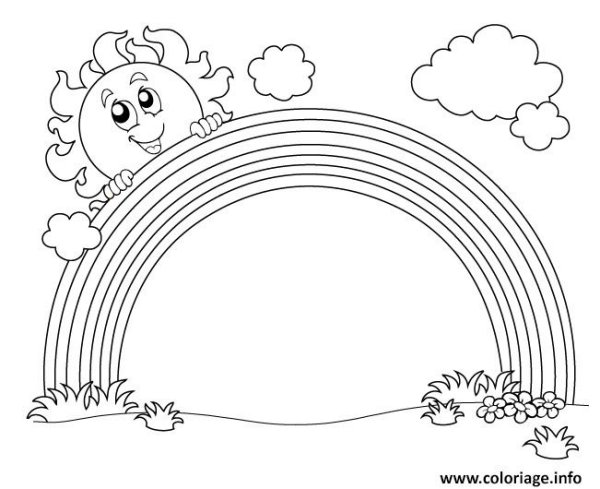 Домик с радугой раскраска