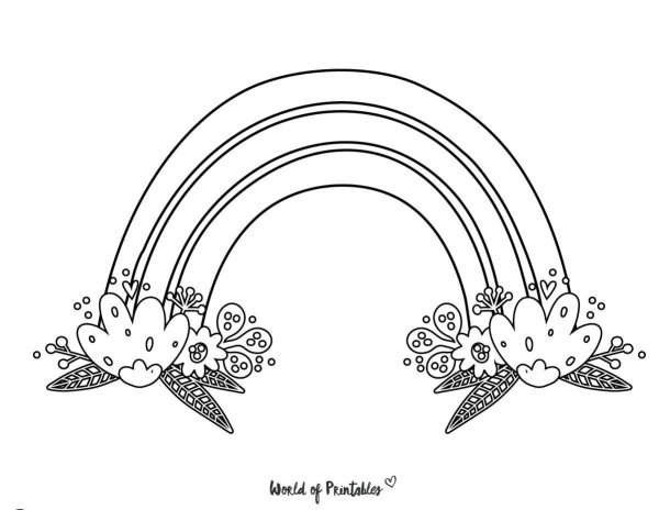 Раскраска Радуга и бабочка