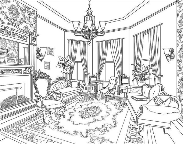 Раскраска интерьер