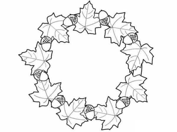 Венок из осенних листьев раскраска