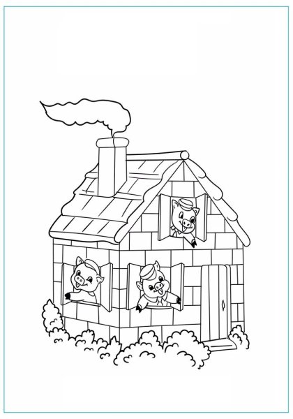 Домики трех поросят раскраска для детей