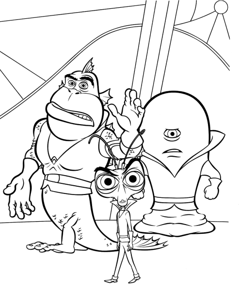 Монстры против пришельцев раскраска