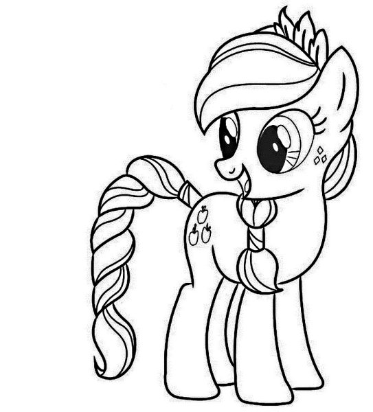 Раскраска эпл Джек пони в платье