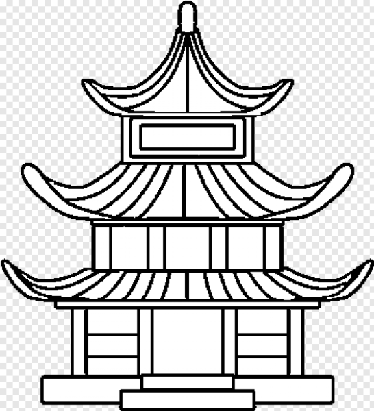 Японский домик карандашом