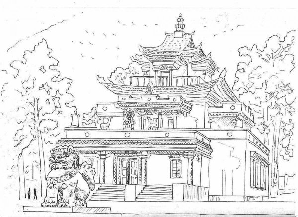 Хурул в Элисте эскиз