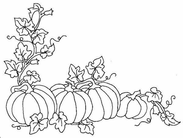 Раскраска тыква с цветами
