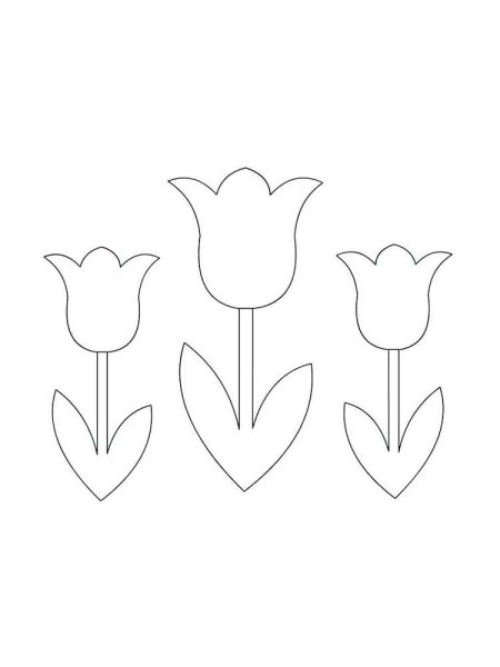 Шаблон цветок тюльпан раскрашиваем пальчиком