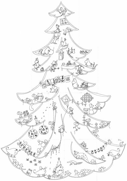 Новогодняя елка раскраска большая
