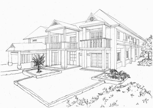 Красивый современный дом рисунок