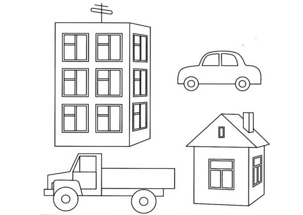 Раскраска домики для детей 3-4 лет