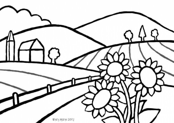 Природа в городе раскраска