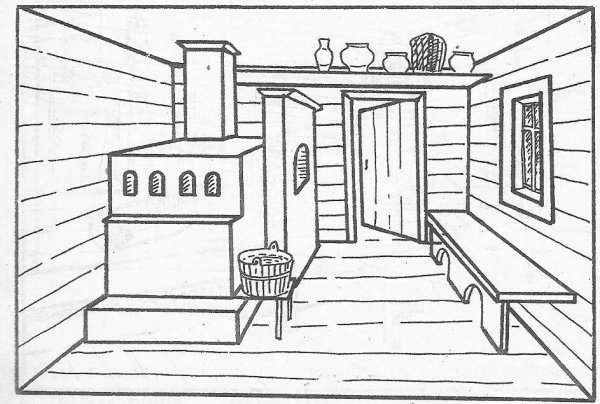 Рисунок убранство русской избы 5 класс внутри