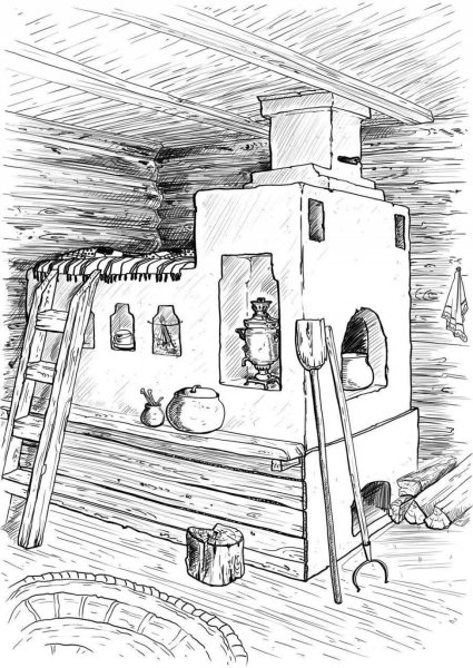 Русская изба с печкой