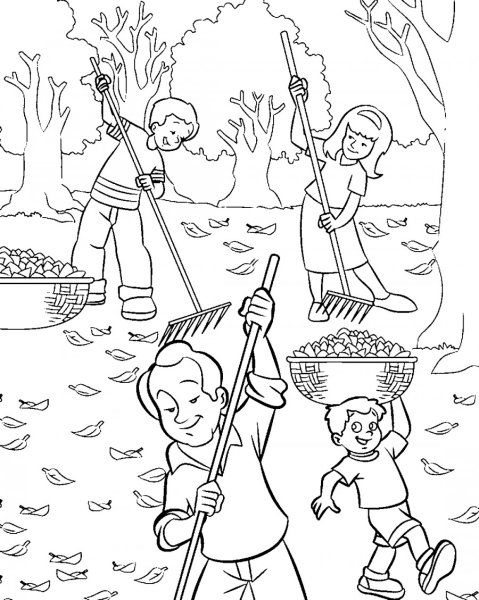 Осенний труд раскраска