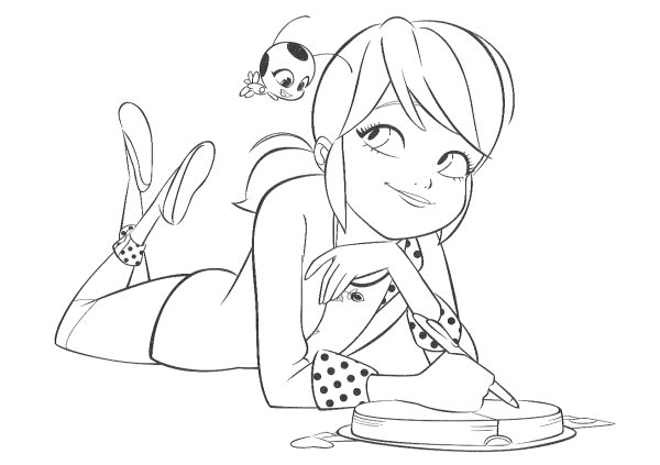 Раскраски леди баг и супер кот Маринет