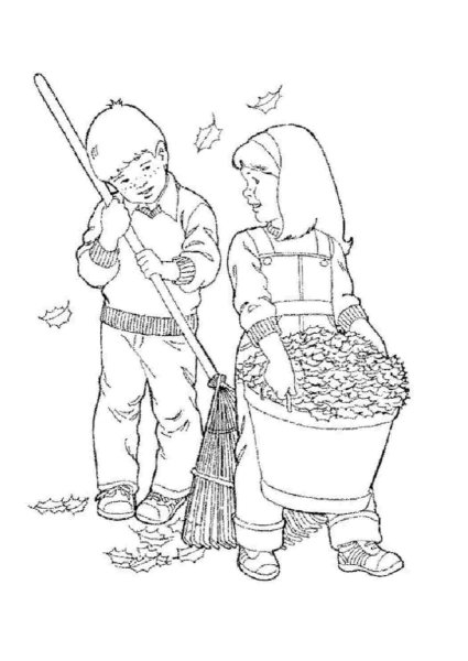 Рисунок на тему уборка мусора