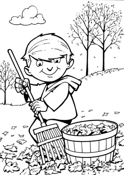 Труд людей осенью раскраска