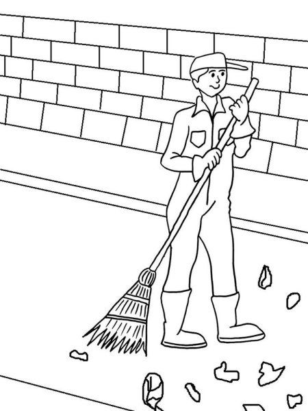 Раскраска профессии дворник