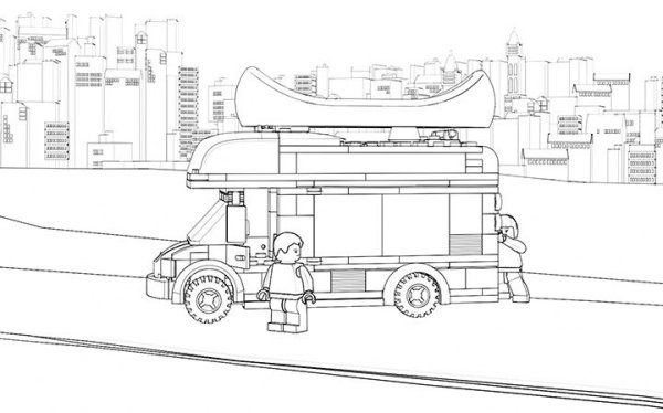 Раскраска лего Сити дом на колесах