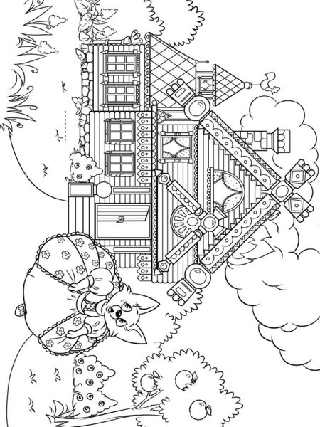 Раскраски по произведениям Маршака Кошкин дом