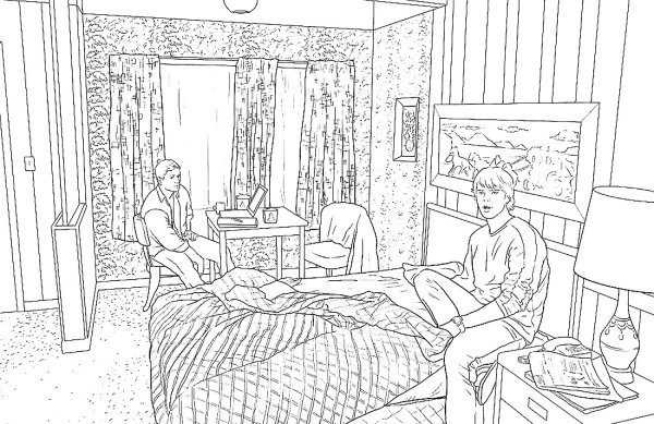 Уютная спальня раскраска