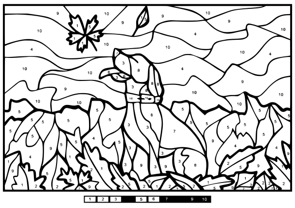 Раскраска по номерам собака